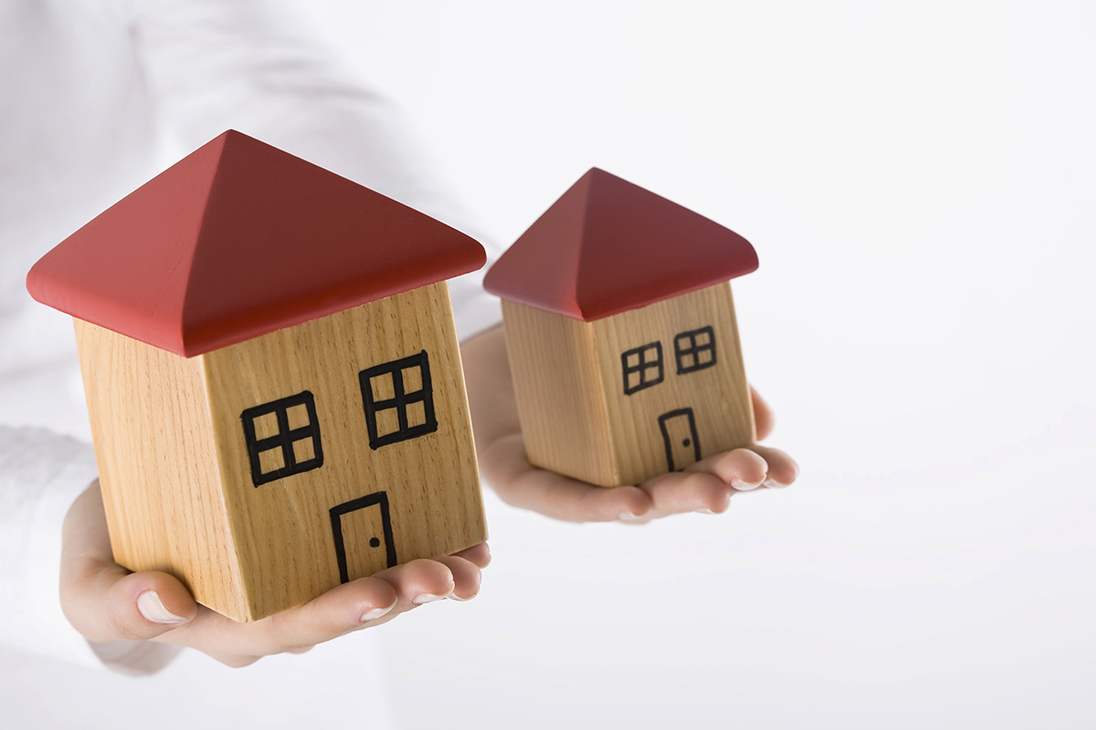 Wooden models of big and small house