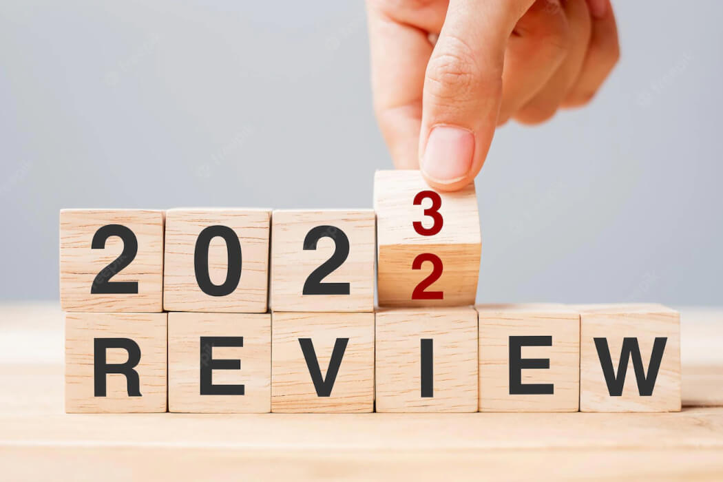 2022-2023 Review spelt out on blocks